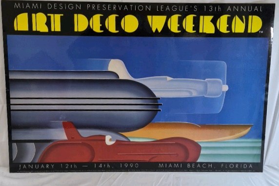 1990 Art Deco Weekend Miami Poster  Event Print