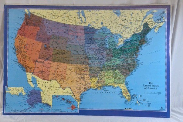 United States Map Wall Art  Color State Geography Print