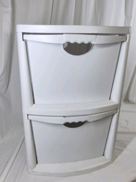 White Plastic 2 Drawer Storage Organizer