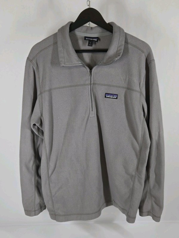 Patagonia Quarter Zip Fleece Pullover Mens Large Gray Lightweight Jacket
