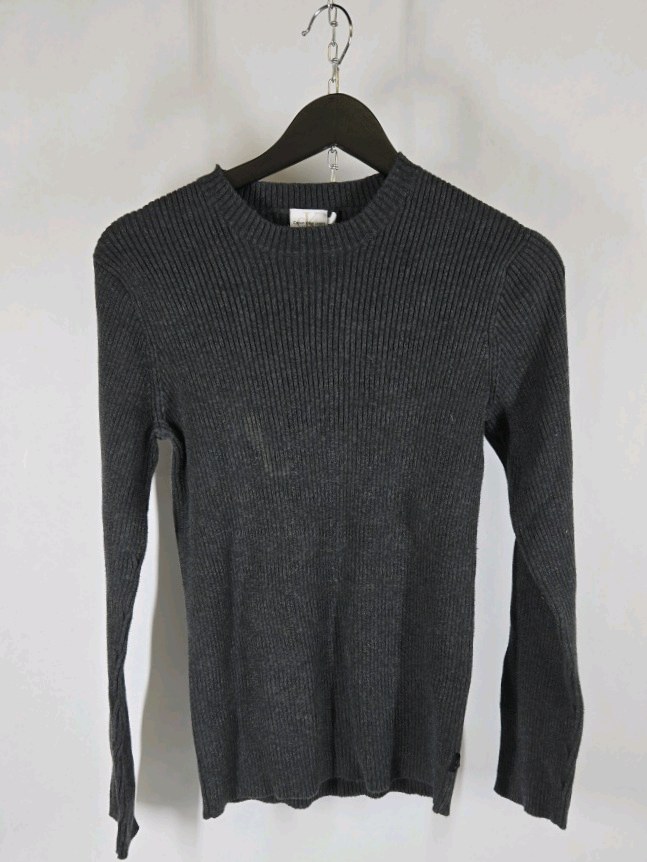 Calvin Klein Jeans Ribbed Sweater Womens Medium Gray Long Sleeve Knit Top