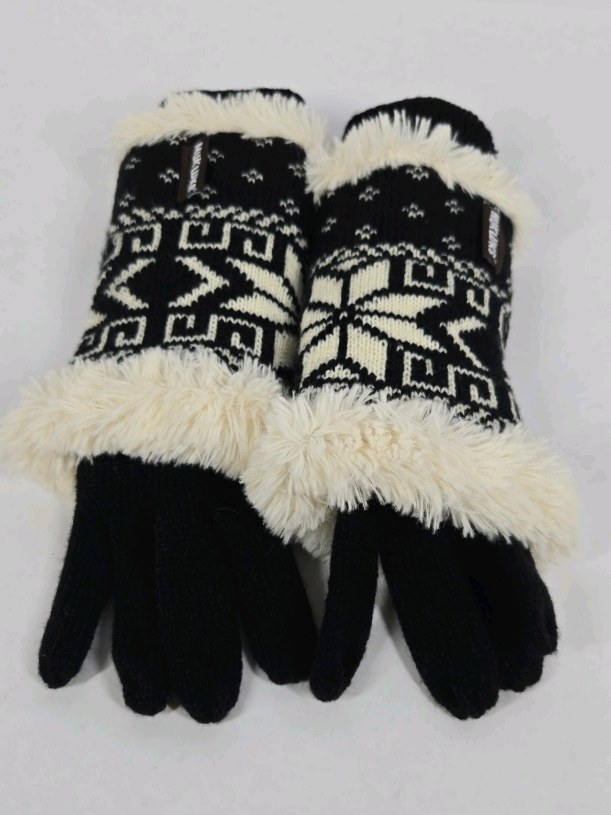 Muk Luks Knit Gloves Faux Fur Trim Winter Gloves