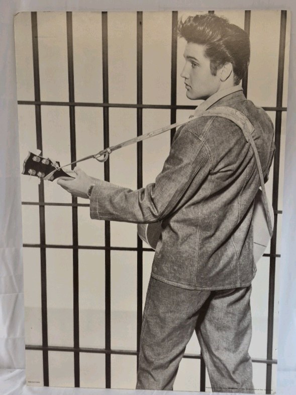 Elvis Presley Poster  Black & White Guitar Pose Wall Art