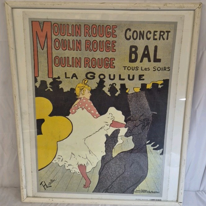 Vintage Moulin Rouge La Goulue Poster Framed Toulouse Lautrec Style