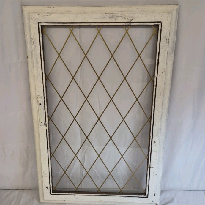 Vintage Wood Window Frame Diamond Lattice Farmhouse Wall Decor