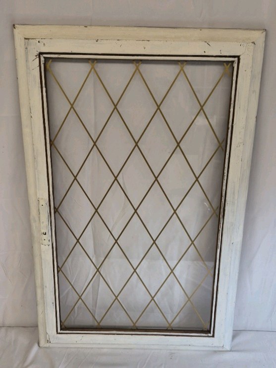 Vintage Wood Window Frame Diamond Lattice Farmhouse Wall Decor