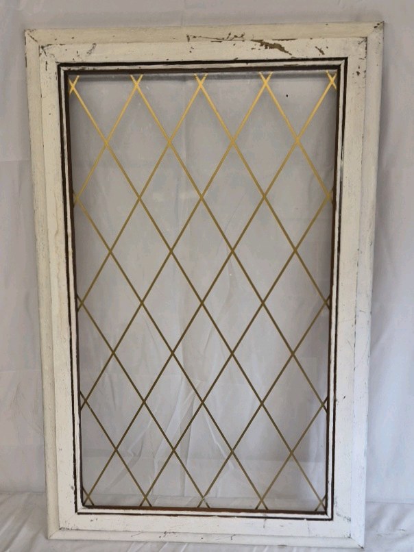 Vintage Wood Window Frame Diamond Lattice Farmhouse Wall Decor