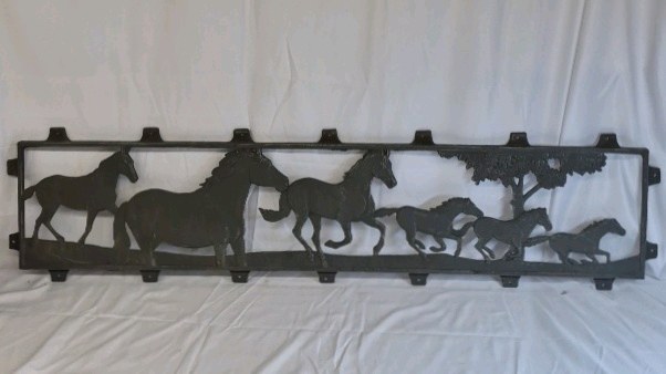 Vintage Cast Iron Running Horses Wall Art Western Decor