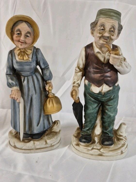 Hand Painted Ceramic Figurines Man Woman Couple