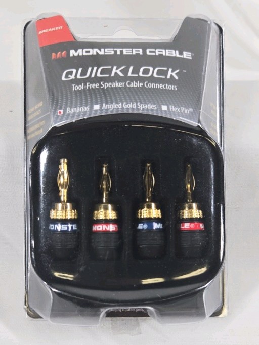 Monster Cable QuickLock Speaker Connectors Banana Plugs Gold Set