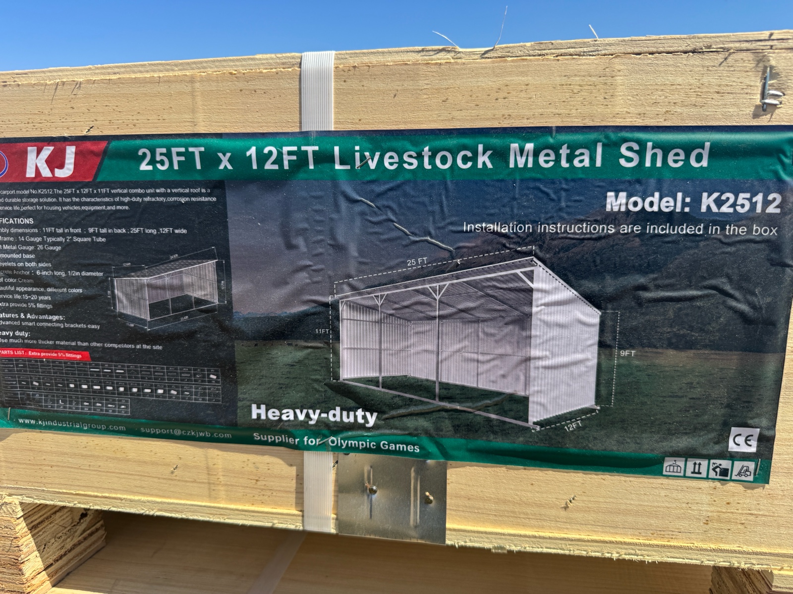 2026 K2512 Unused 25FTx12FT Livestock Metal Shed