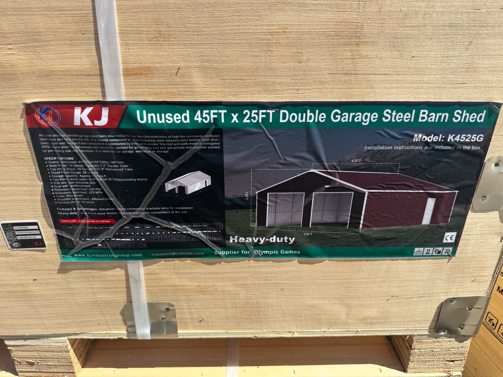 2026 K4525G Unused 45FTx25FT Double Garage Steel Barn Shed