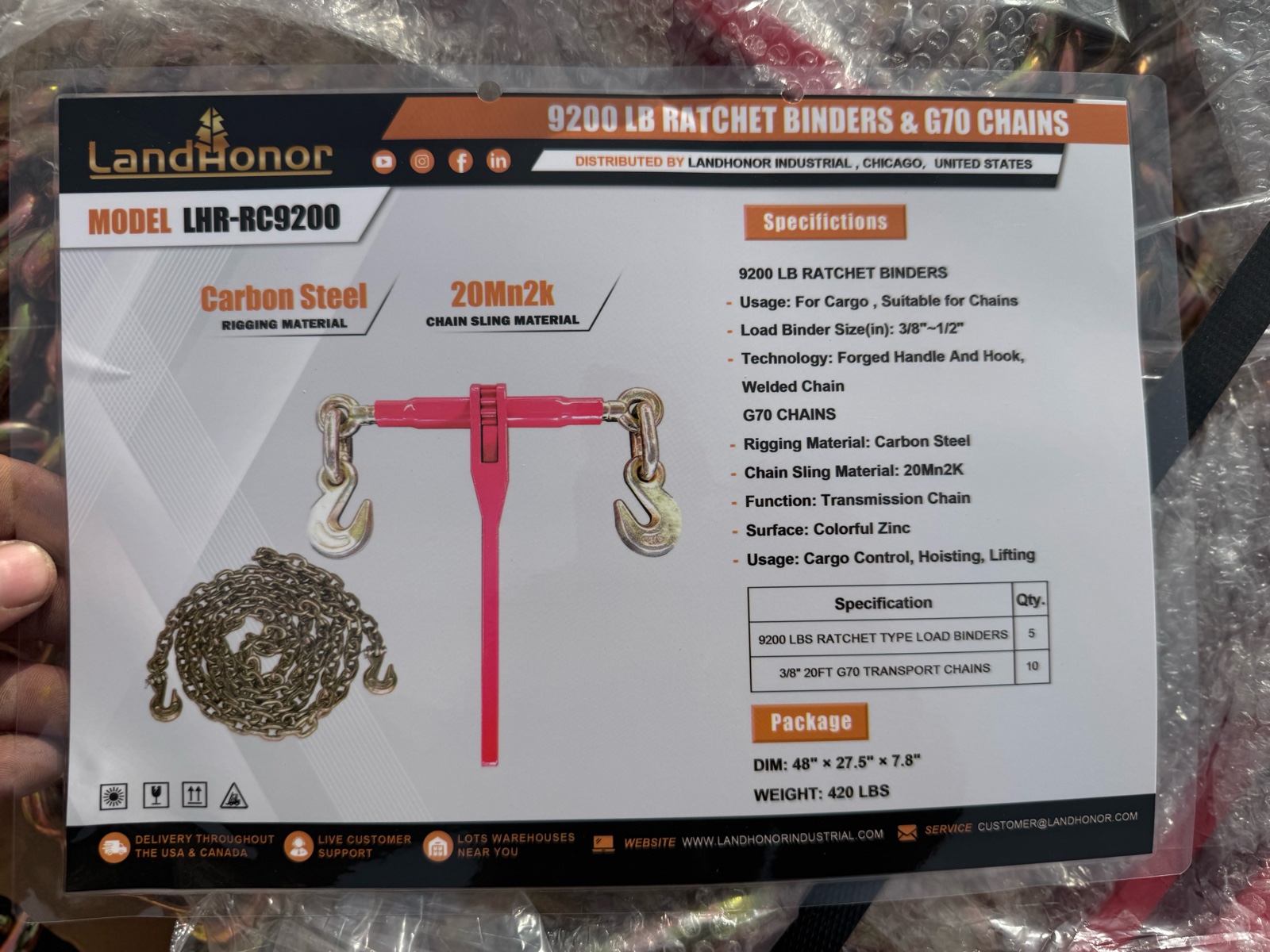 9200LB Chains & Binders  LandHonor  2026  Unused  LHR-RC9200