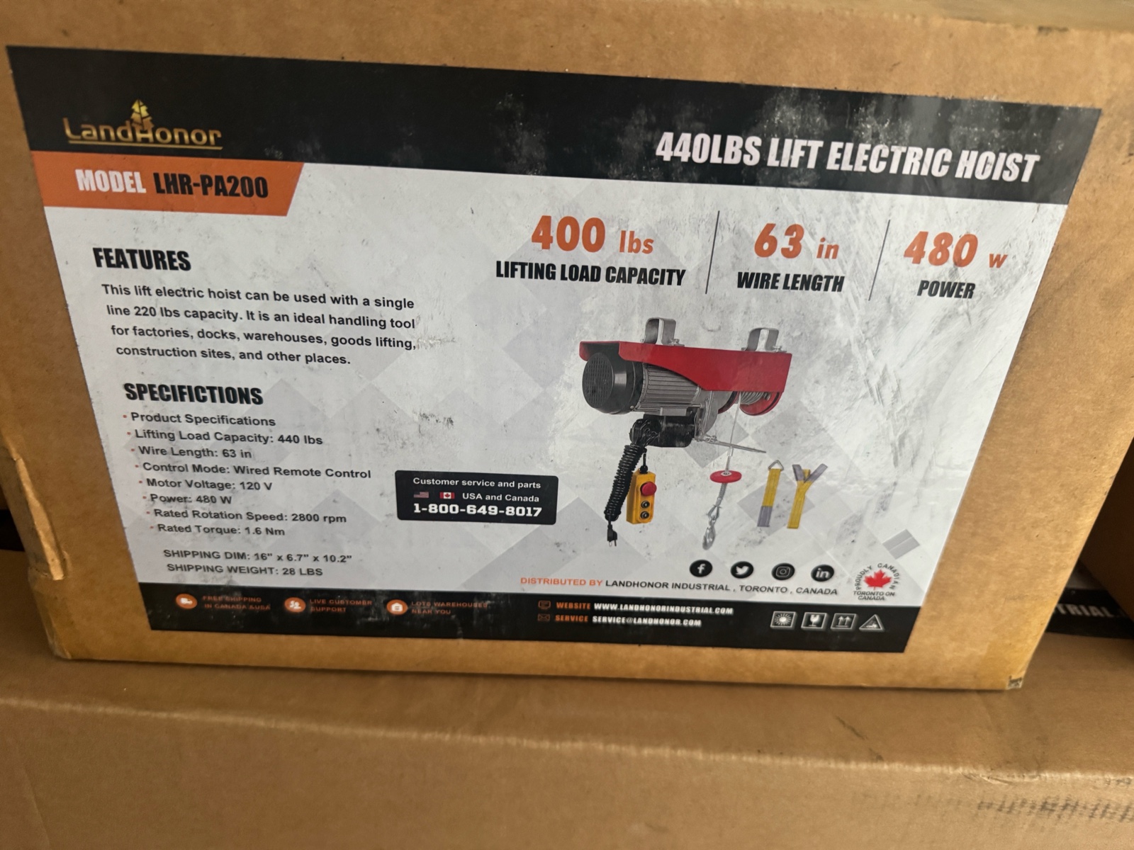 440LB Electric Hoist  LandHonor  2026  Unused  LHR-PA200