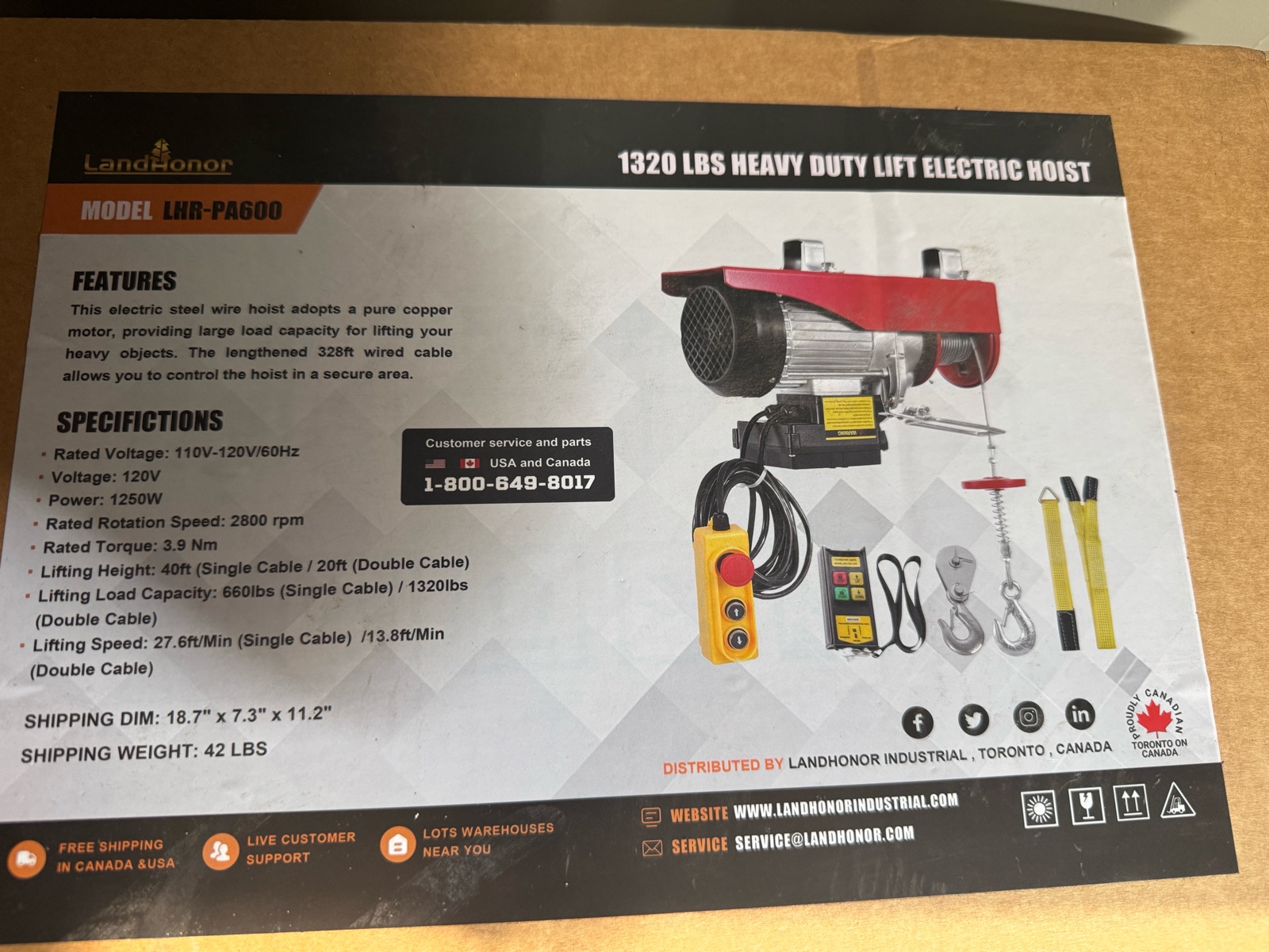 1320LB Electric Hoist  LandHonor  2026  Unused  LHR-PA600