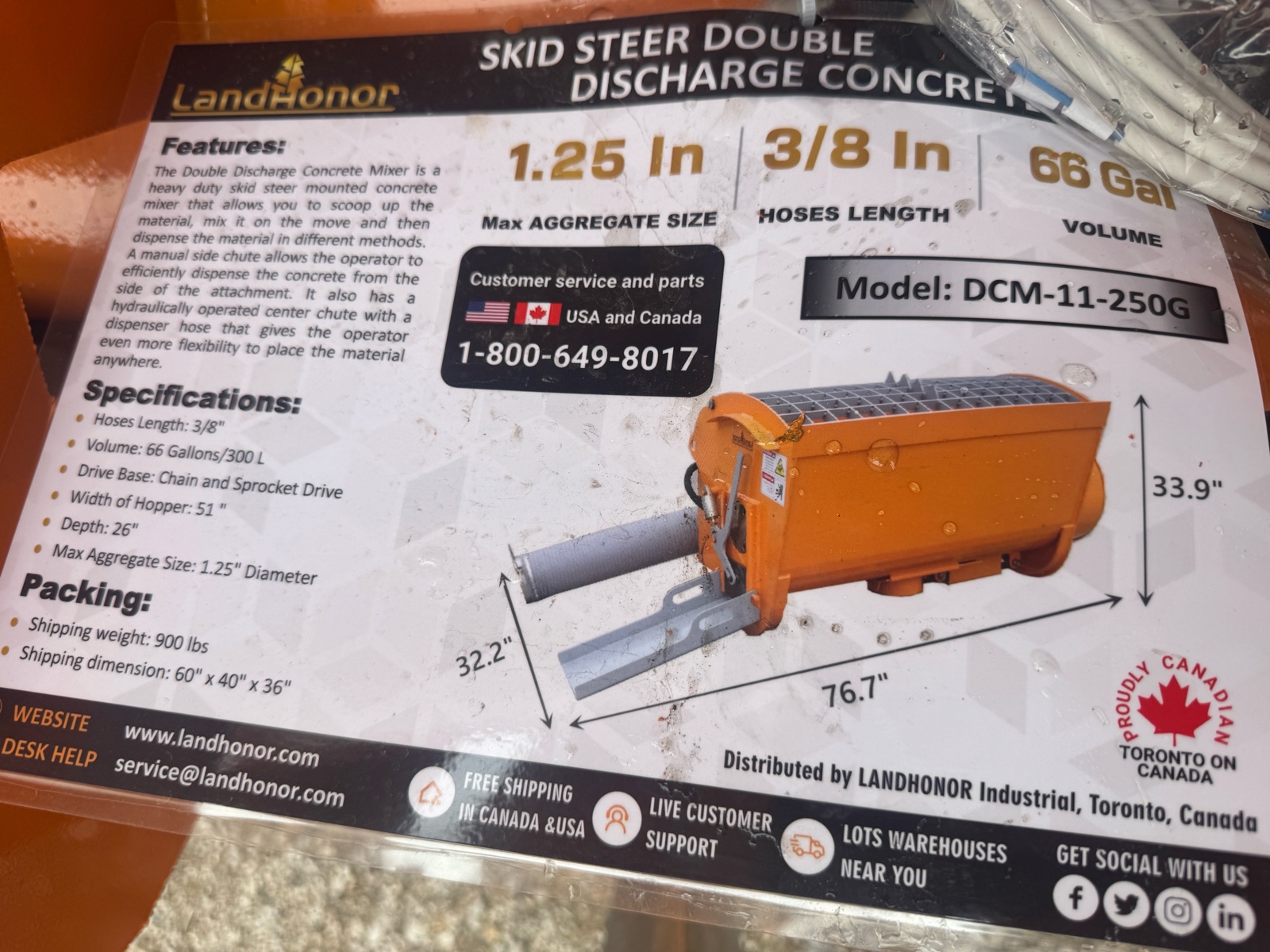 Double Discharge Concrete Mixer  LandHonor  2026  Unused  DCM-11-250G