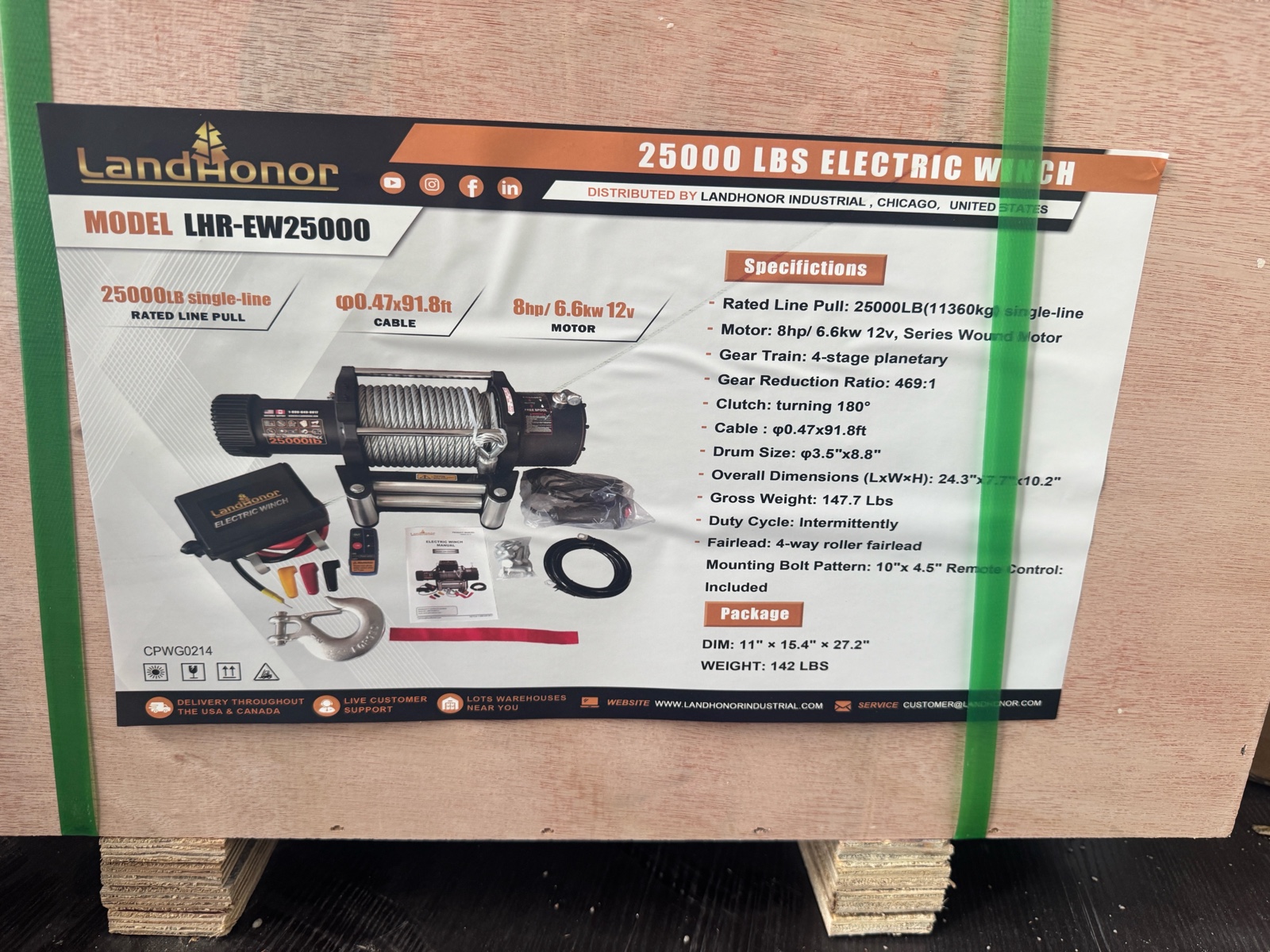 25000LBS Electric Winch  LandHonor  2026  Unused  LHR-EW25000