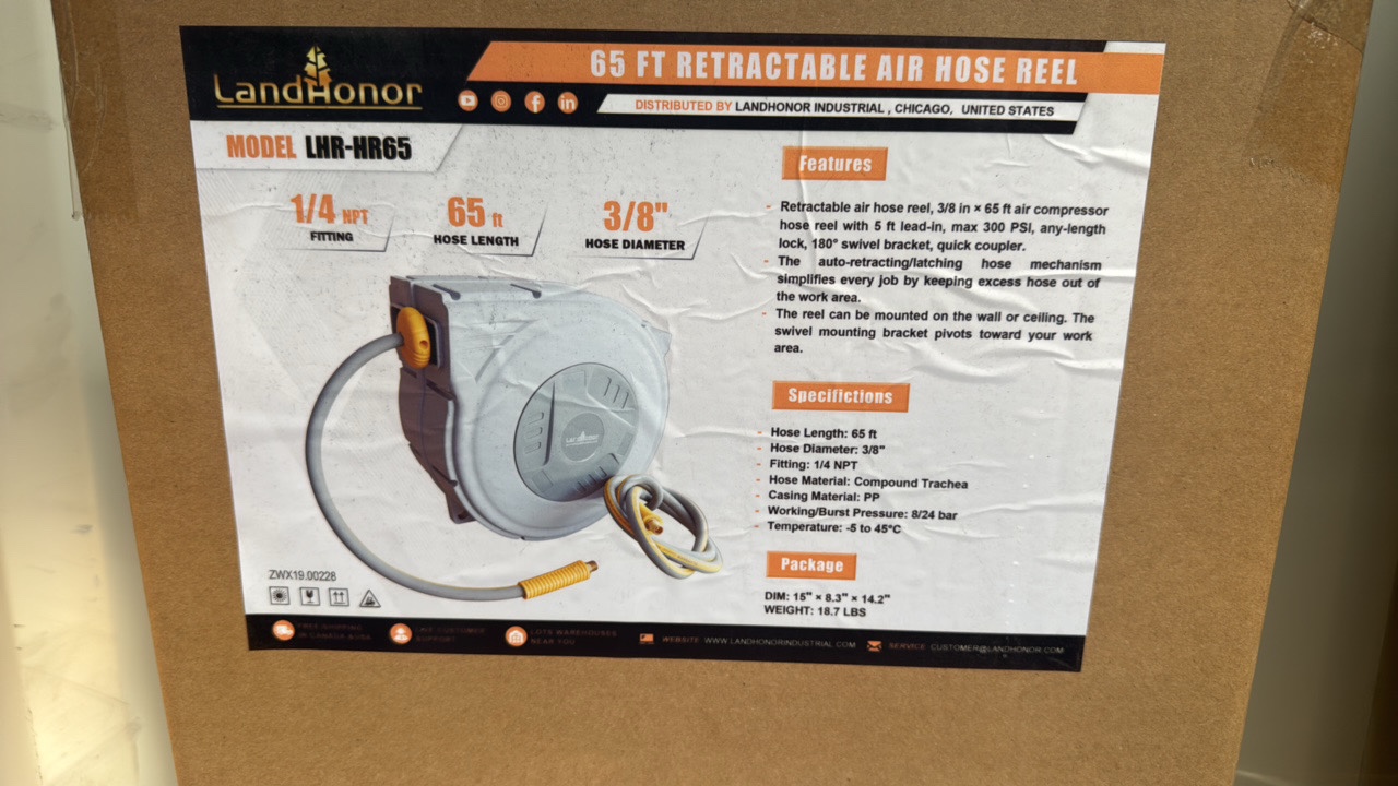 65 Ft Air Hose Reel  LandHonor  2026  Unused  LHR-HR65