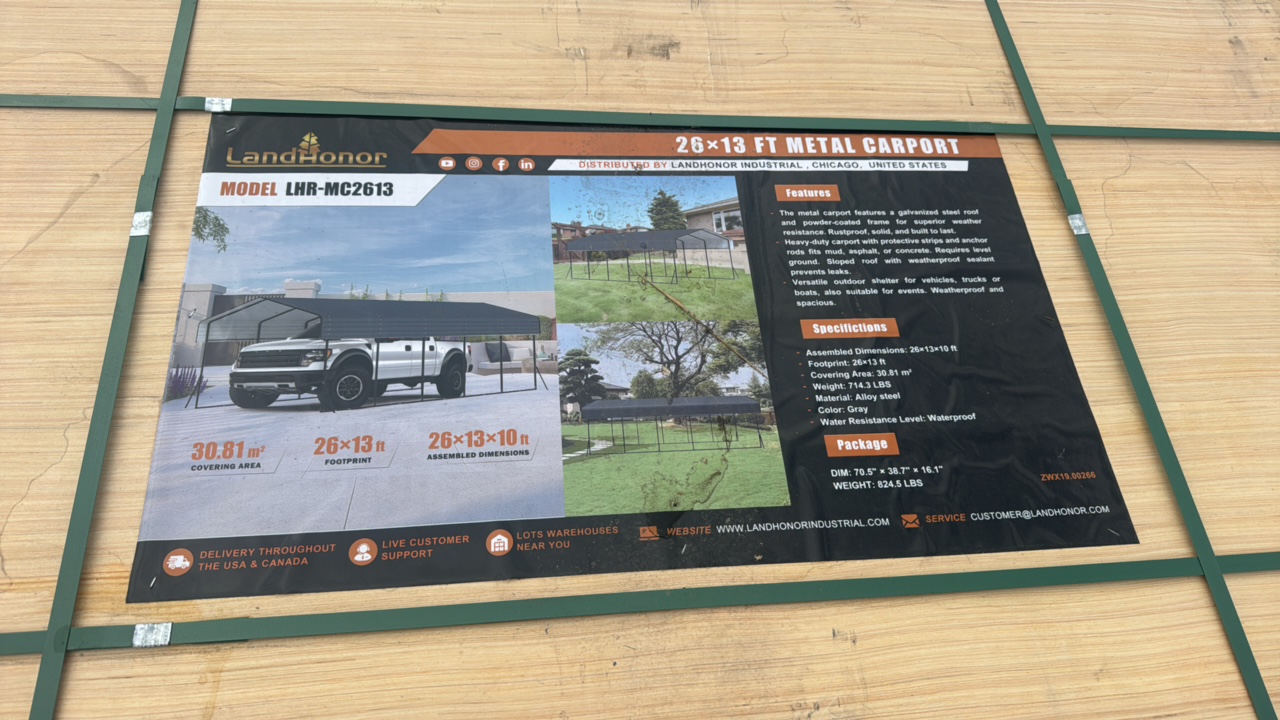 26x13 Metal Carport  LandHonor  2026  Unused  LHR-MC2613
