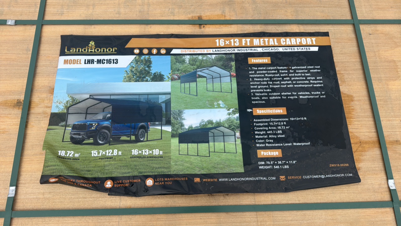 16x13 Metal Carport  LandHonor  2026  Unused  LHR-MC1613