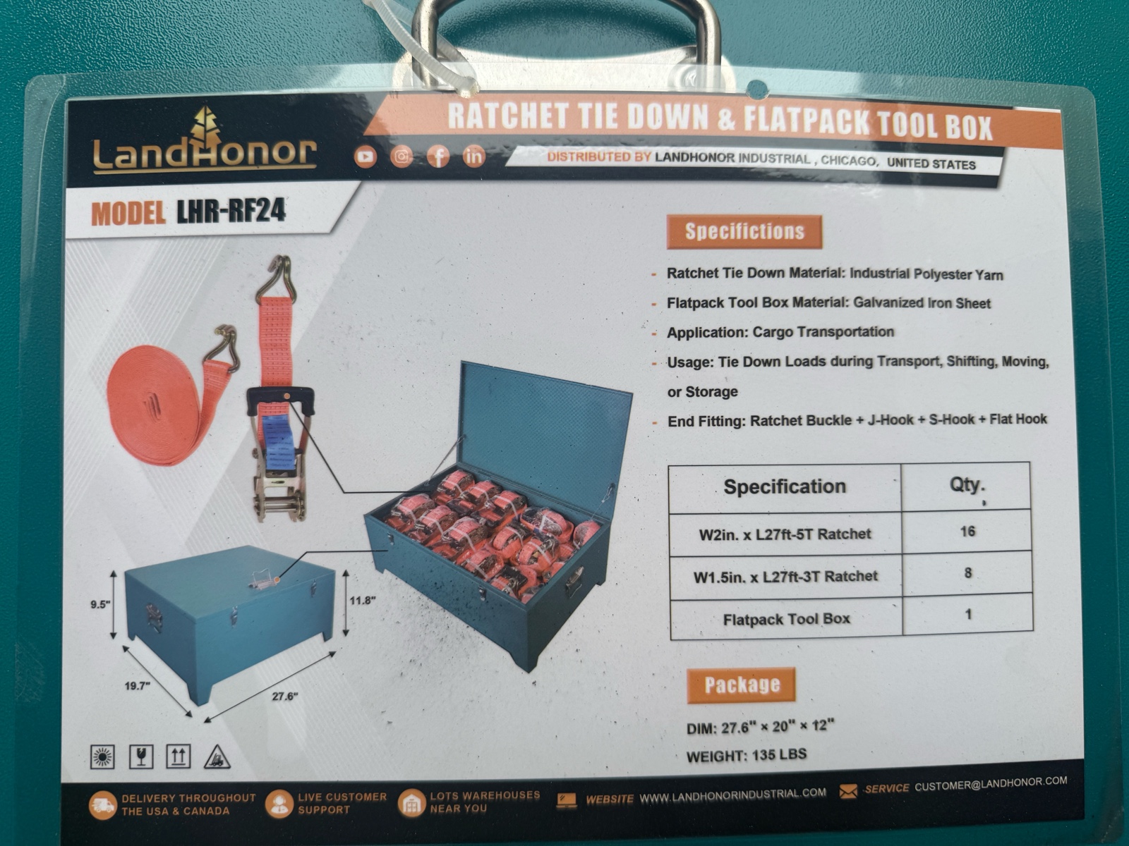 Ratchet Tie Down &amp Toolbox  LandHonor  2026  Unused  LHR-RF24