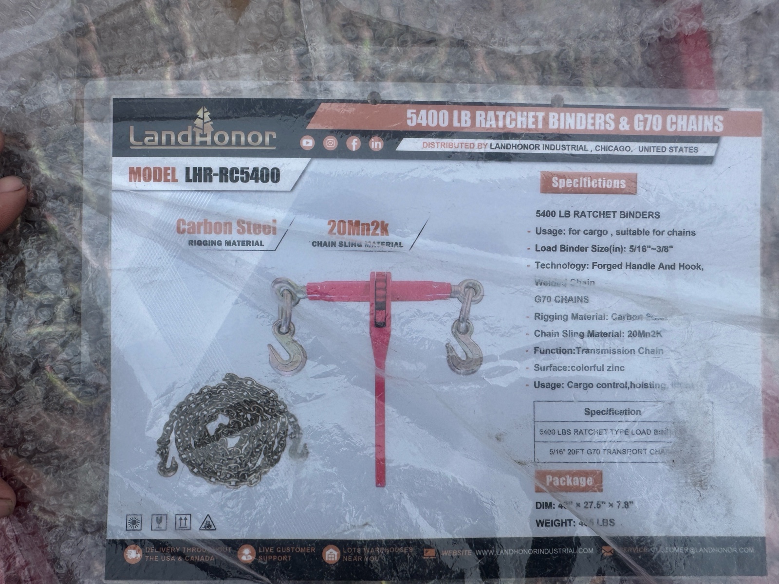 5400LB Chains & Binders  LandHonor  2026  Unused  LHR-RC5400