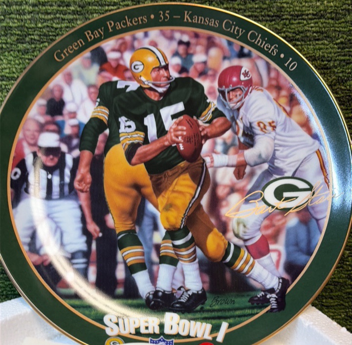 Bradford Exchange Bart Starr Winning The First One Green Bay plate wCOA