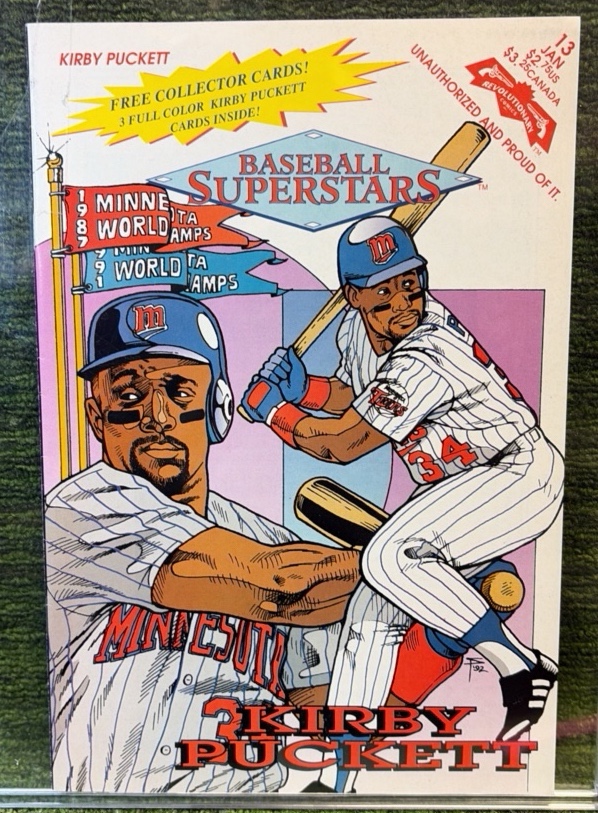 1992 Baseball Superstars Kirby Puckett Revolutionary Comics #13 NM  Includes 3 CARDS Inside