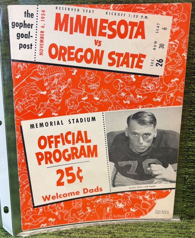 Minnesota Gophers vs. Oregon State Football Program from November 6th, 1954