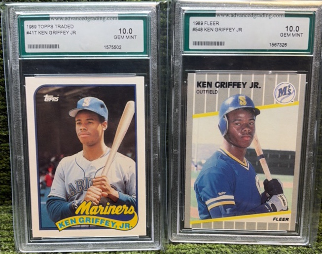 Ken Griffey 2 Rookie Card Lot!  '89 Topps & 89 Fleer- ICONIC Cards! Graded 10.0 GEM MINTS