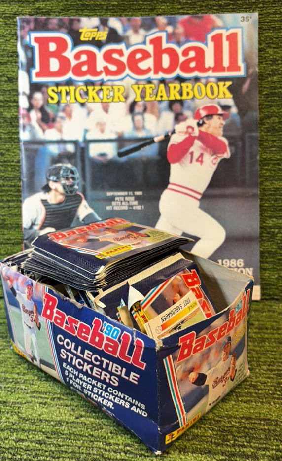 1986 Topps Sticker Yearbook & 1990 Panini Mixed open and sealed Sticker Packs