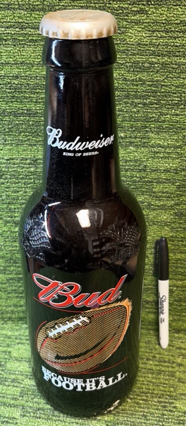 Budweiser Bottle Bar Display NFL football GIANT Glass Decor 15 Beer Mancave