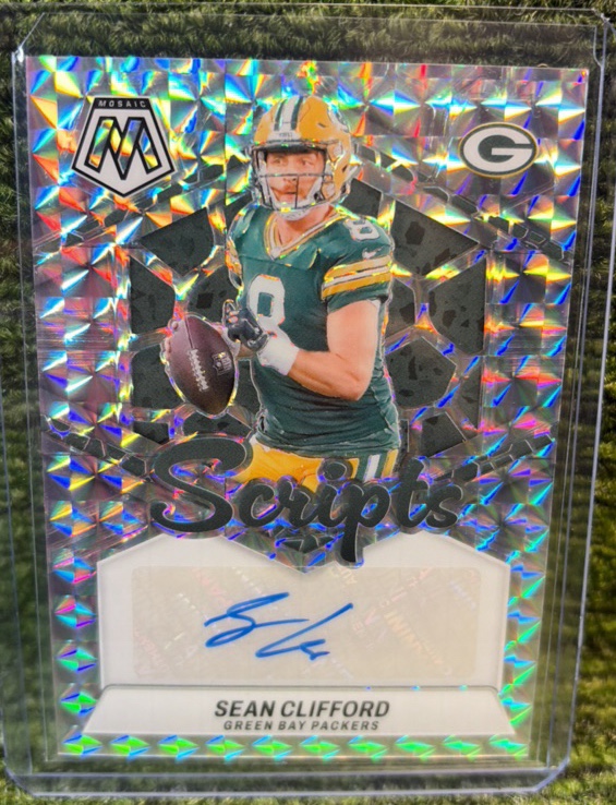 2024 Panini Mosaic #SC-SCL Sean Clifford Scripts Silver Prizm Auto GB Packers