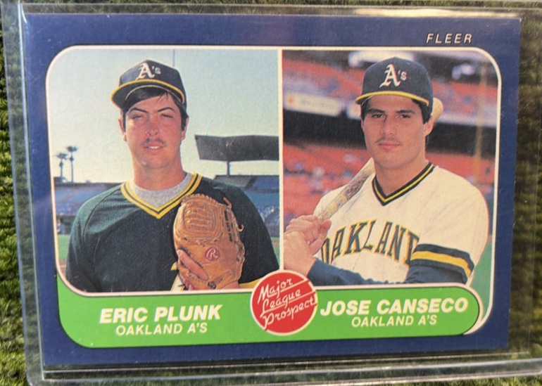 1986 Fleer #649 Eric Plunk  Jose Canseco Rookie Major League Prospects Oakland