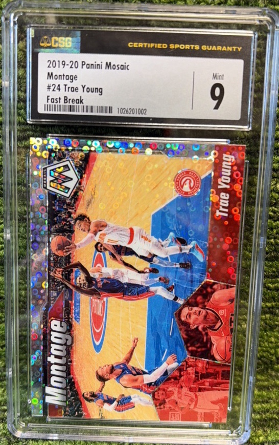 Trae Young 2019-20 Panini Mosaic 24 Silver Fast Break Prizm 2nd Year CSG 9 Mint