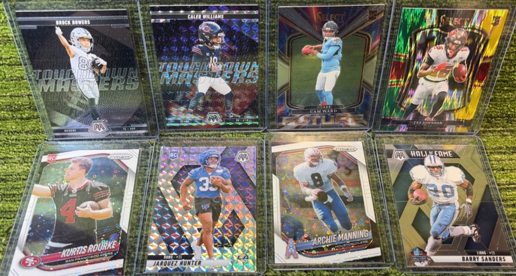 NFL Mixed Card Lot 8 Cards in Total Stars, Rookies, Parallels, & Inserts