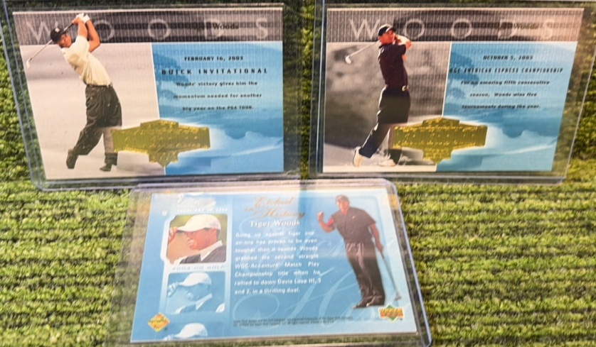 Set of 3 - 2004 Upper Deck Tiger Woods Etched in History - #57,58,& 43
