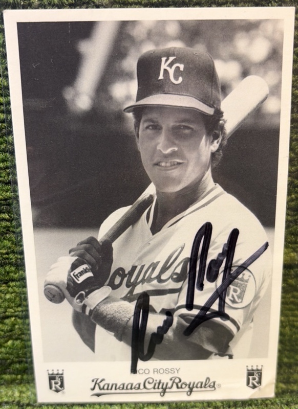 Kansas City Royals RICO ROSSY Autographed Picture 3 x 5 black-and-white