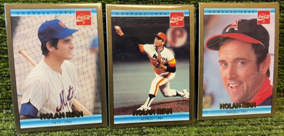 Nolan Ryan Donruss 1992 Sealed Baseball Card Packs (3) Coca-Cola