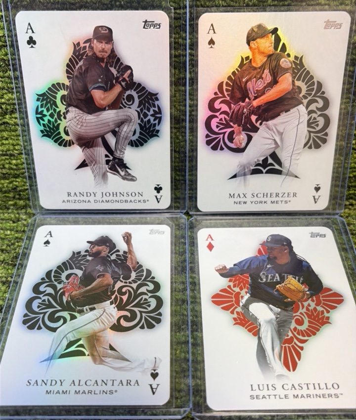 2023 Topps All Aces Insert Lot (4) Randy Johnson, Max Scherzer Sandy ALCANTARA Luis Castillo MLB