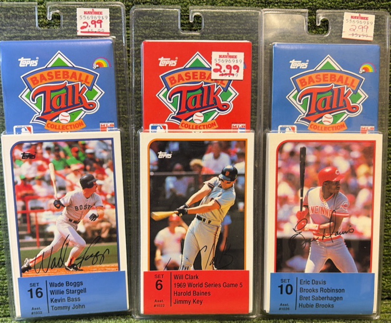 1989 Topps BASEBALL TALK Sound Cards 3 sets #16,6, and 10 In Original Packaging