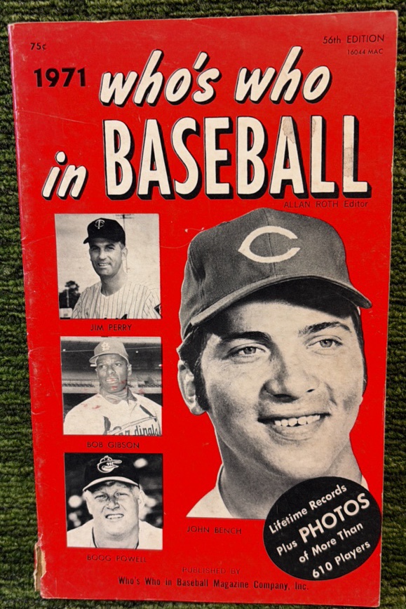 1971 Whos Who in the Baseball Major Leagues Edition JOHNNY BENCH VINTAGE