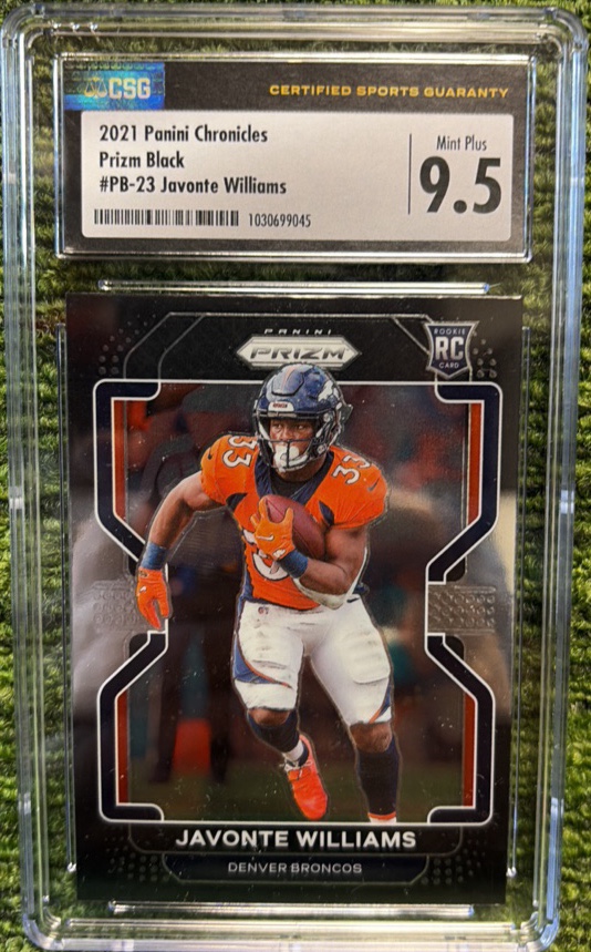 2021 Panini Chronicles Prizm Black #PB-23 Javonte Williams Denver Broncos CSG Graded 9.5 RC