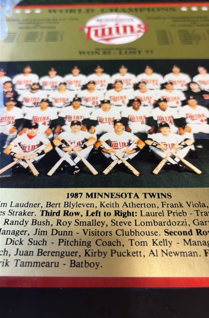 1987 World Champions, Minnesota Twins Plaque & Partnership with Schmidt Beer- Good Condition