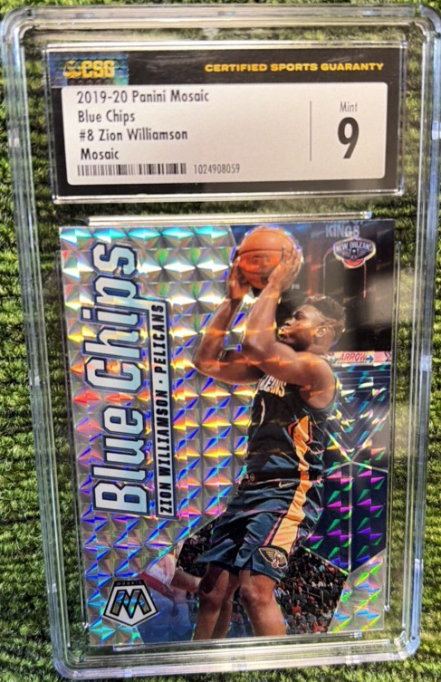 20 1920 Panini mosaic blue chips #8 Zion Williams CSG graded MINT9