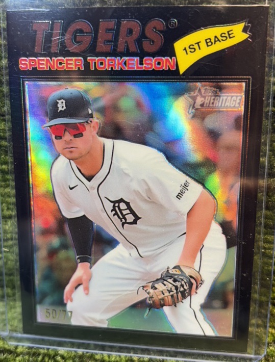 Spencer Torkelson 2026 Topps Heritage #106 Chrome Black Refractor 5077 Tigers