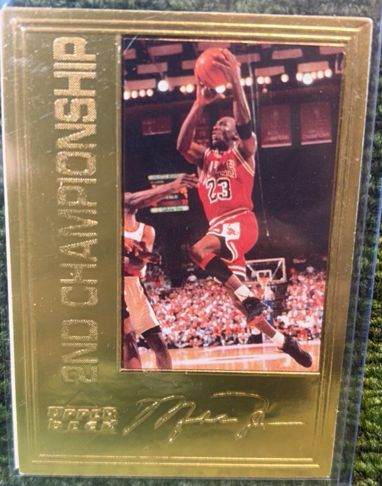 1997 Upper Deck Michael Jordan 22 Kt Gold 3rd Championship #d 10,000 Bulls