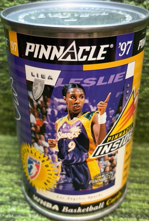 1997 Pinnacle Inside WNBA Lisa Leslie Factory Sealed Basketball Can with 6 Card pack inside L.A. Sparks