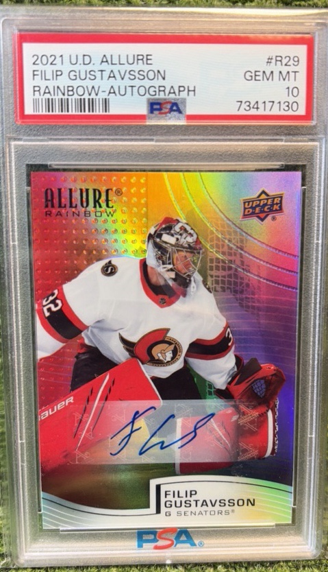 2021 UD ALLURE RAINBOW AUTO #R29 FILIP GUSTAVSSON PSA 10