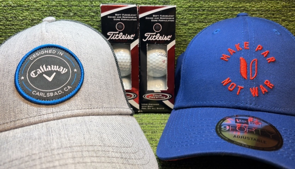 FRESH Golf Lot with 2 New Hats & 2 NEW Sleeves of Titleist Tour Prestige NEW Golf Balls